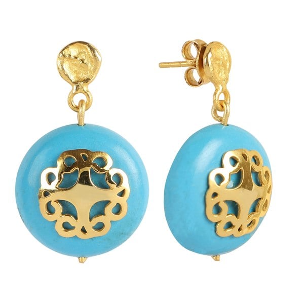 Lila Rasa Turquoise Earring With Filigree Melange