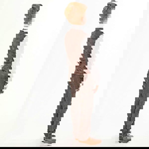 boy wearing a Brown Tweed Check 5 Piece suit