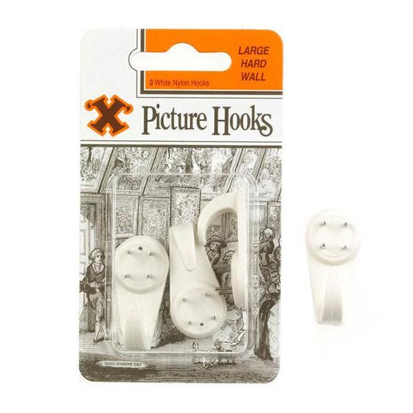 X Hard Wall Hooks Large White Nylon 3pk - One Colour