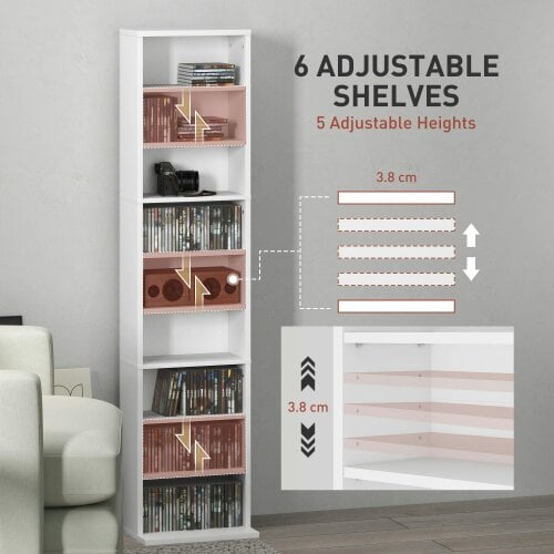 Wyld Haus Sovimora Wood White Narrow CD Storage Unit With 260 Disc Capacity