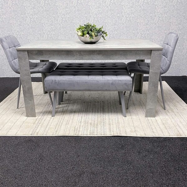 Kosy Koala Grey Wooden Dining Table Set with 2 Grey Chairs and Benches - Dining Kitchen Room Furniture