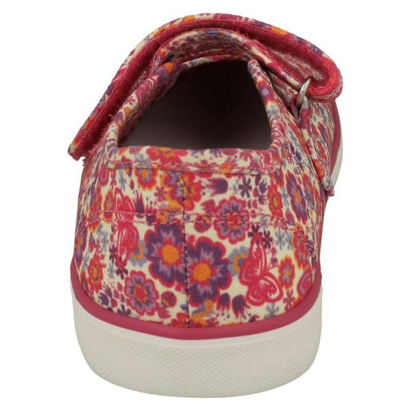 Start-rite Girls Startrite Floral Detailed Mary Jane Canvas Shoes Busy Lizzy