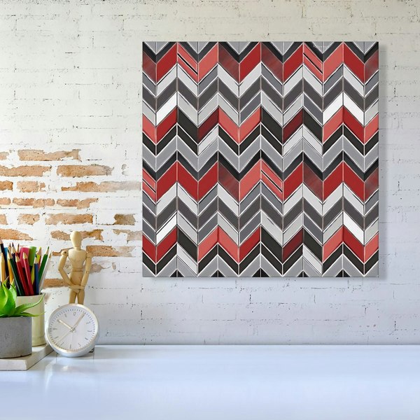 Warren Reed Red Grey Geometric Pattern Canvas