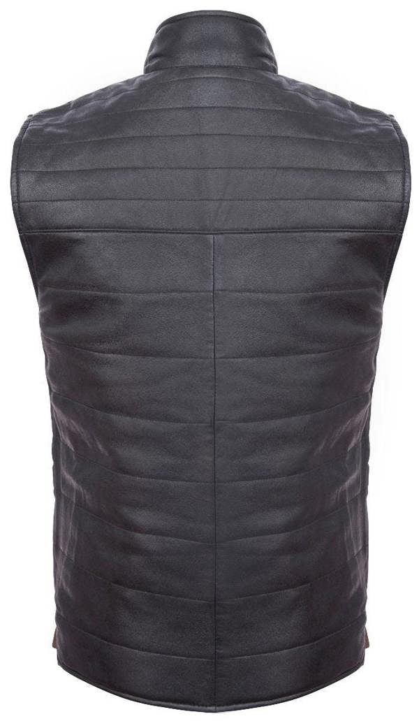 Infinity Leather Mens Reversible Black and Brown Leather Gilet-Preston