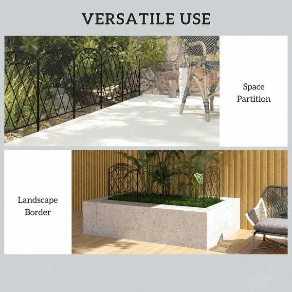 3m Decorative Metal Garden Fence - Diamond and Swirl Pattern