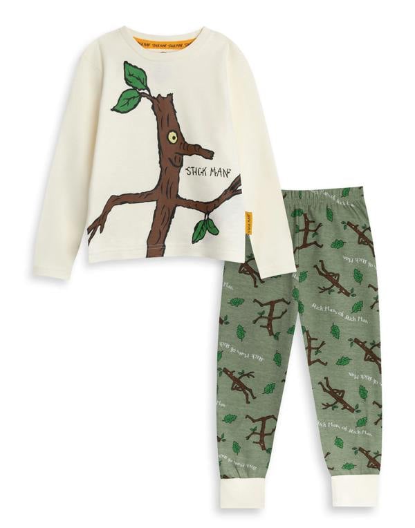 Gruffalo & Friends Stickman Unisex Kids Beige Character Long Sleeve Long Leg Pyjama Set