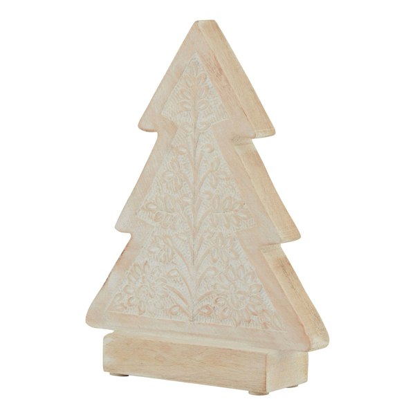 Hill Interiors White Wash Collection Wooden Patterned Tree Decoration - Brown/White