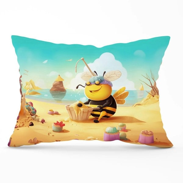 Warren Reed Bumblebee On A Beach Holiday Cushions