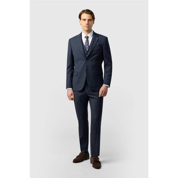 Ted Baker Slim Fit Performance Navy Textured Check Jacket