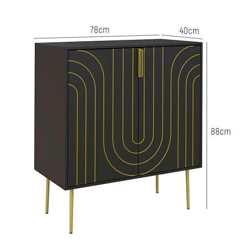Wyld Haus Mose Black And Gold Art Deco Style Sideboard 2 Doors