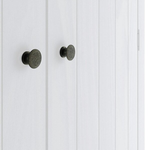 Wyld Haus Tralee Panelled White Washed Wooden 2 Door Wardrobe