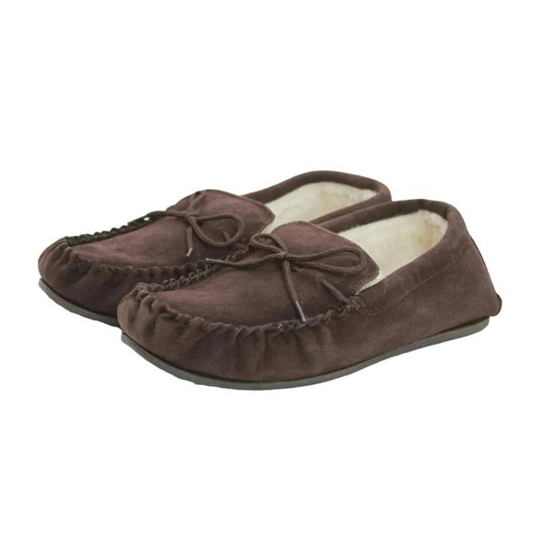 Eastern Counties Leather Unisex Adult Sheepskin Lined Moccasins - Dark Brown - 