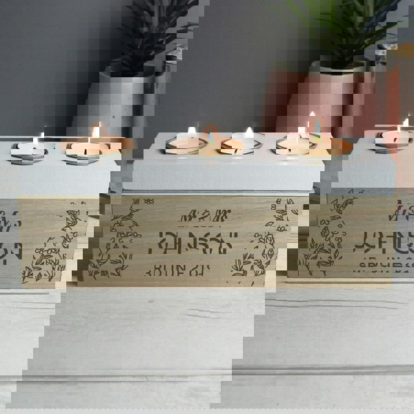 Personalised Memento Company Personalised Floral Triple Tea Light Box