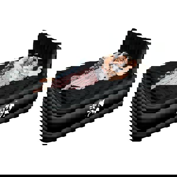 Get Fit Blow Up Air Bed With Built In Electric Pump - Headboard & Free Inflatable Pillow - Double