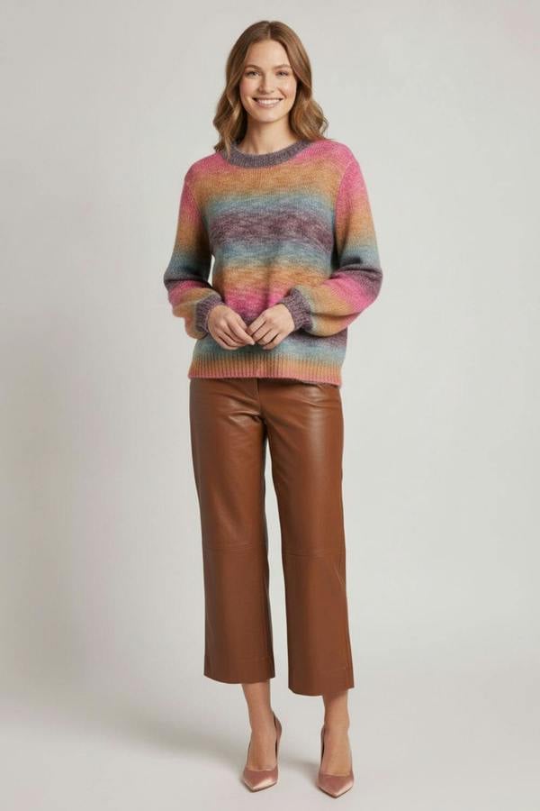 Pink | Striped Textured Relaxed Jumper