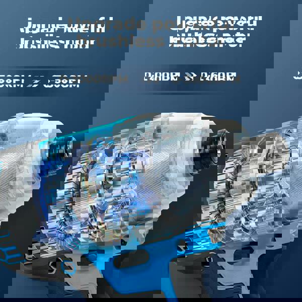 Traderight 21V Cordless Brushless Impact Driver 2 Battery 1/4" Electric Wrench