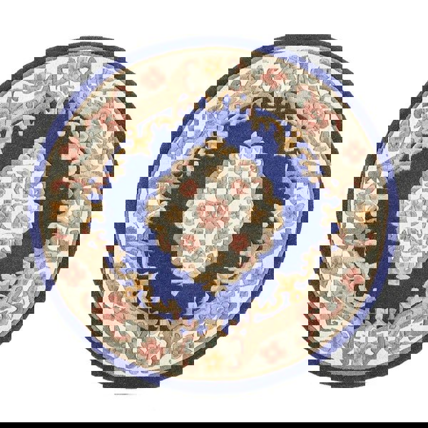 Shensi Navy Medallion Rug | Traditional Hand-Tufted Wool Rug