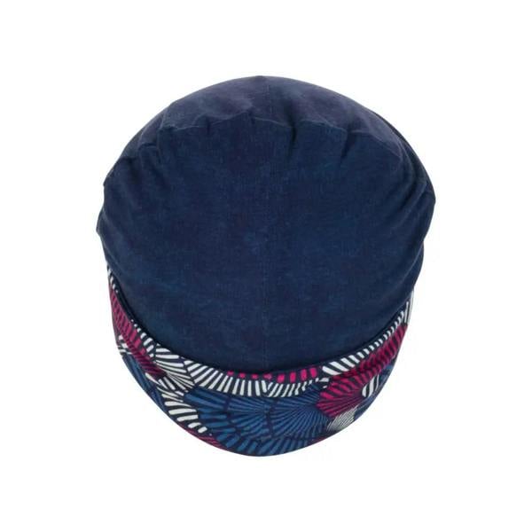 Navy blue Fashy reversible soft fabric cap with floral brim