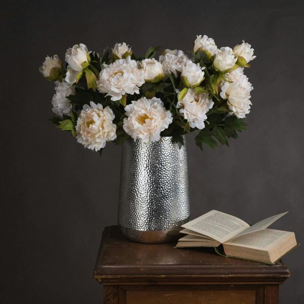 Wyld Haus Set of 3 Artificial Flowers White Peony Stem