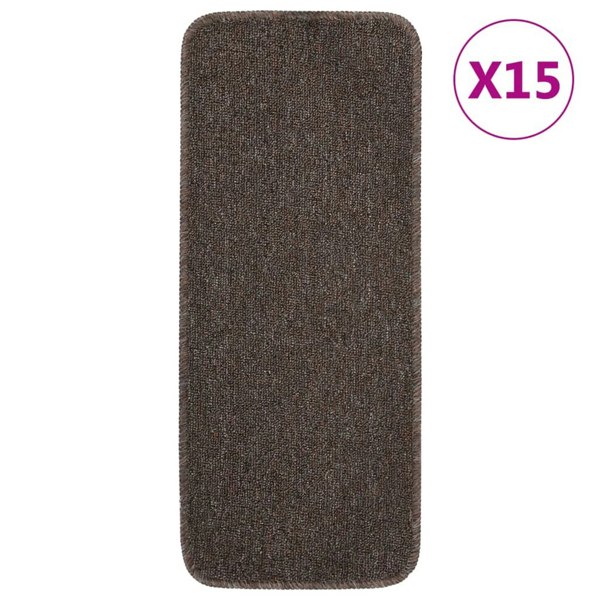 Berkfield Anti Slip Stair Mats 15 pcs 60x25 cm Brown Rectangular