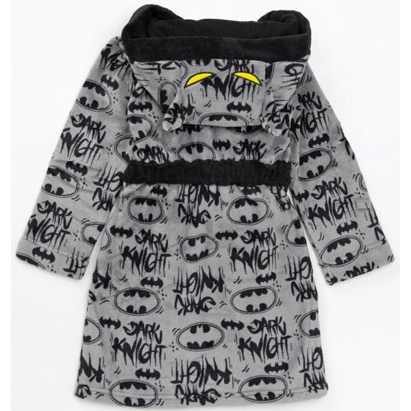 Batman Boys Fluffy Robe - Grey/Black/Yellow