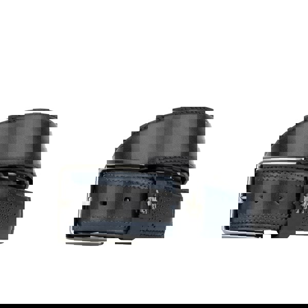 Embassy London Alec - Black Navy - Men'classic belt in navy and black genuine leather combo