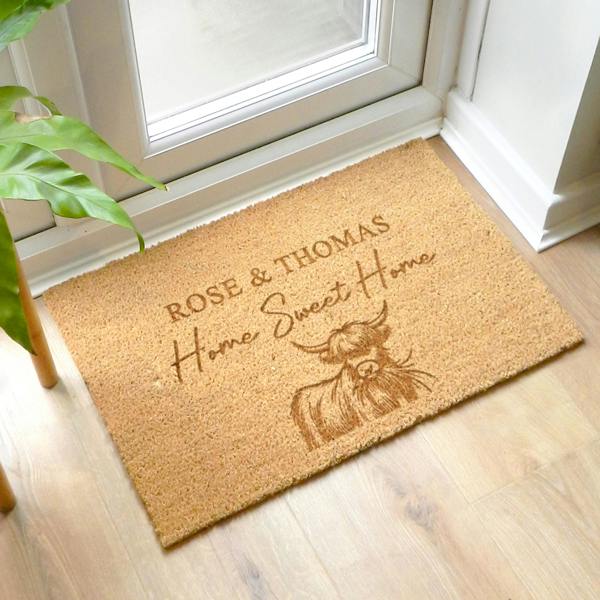 Abode Home & Gifts Personalised Highland Cow Doormat