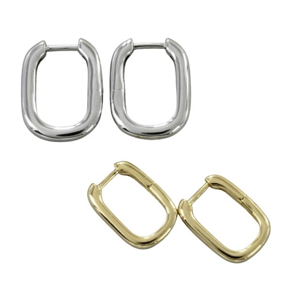 Rectangular Hoop Earrings in Sterling Silver - Reeves & Reeves