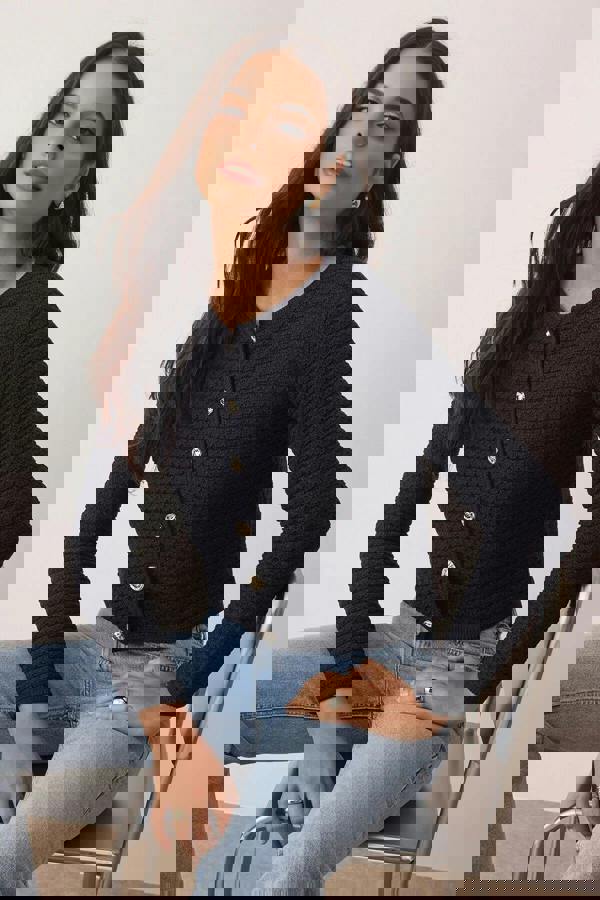 WOVCOR Textured Look Knit Cardigan