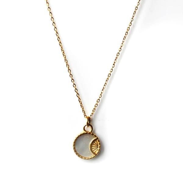 Luxe Tones Neva Luxe 18k Gold Plated Reversible Celestial Pendant Necklace