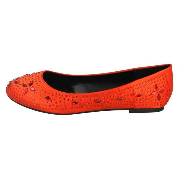 Spot On Ladies Spot On Flat Diamante Ballerinas