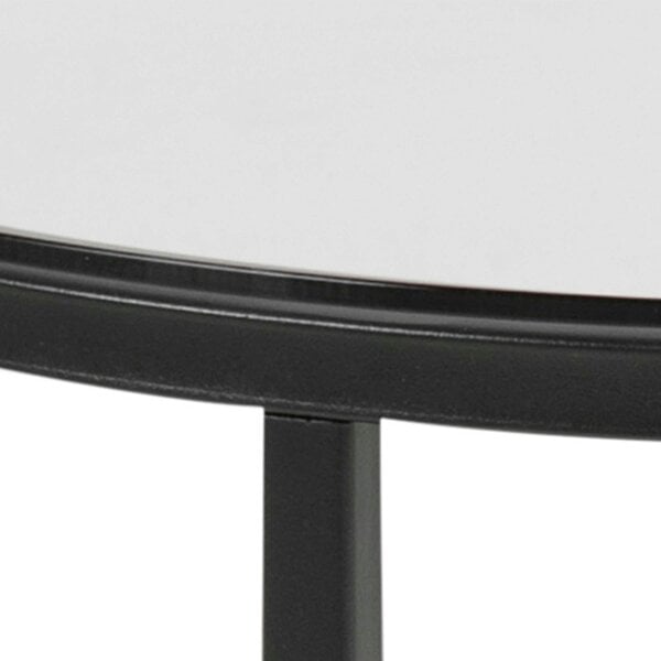 Wyld Haus Oakfern Round Black Metal Side Table Grey Glass Top