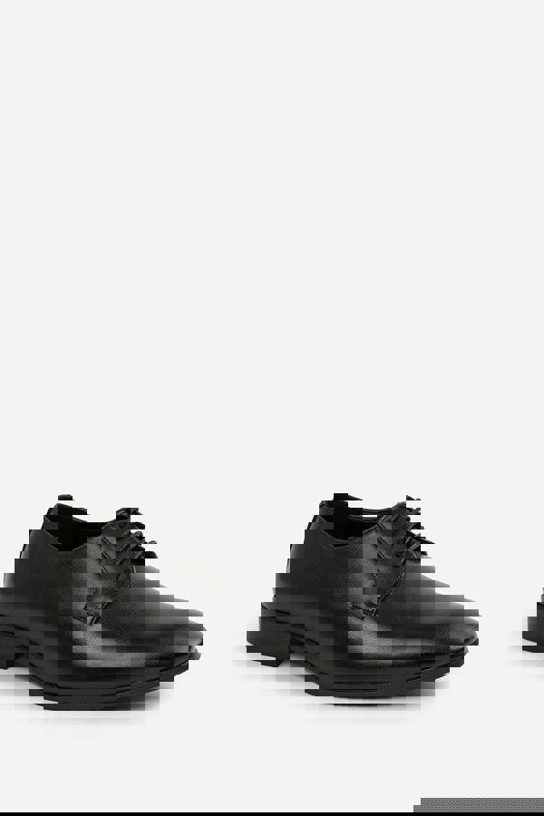 Where's That From David Lace Up Derby Formal Dress Work Shoes in Black Faux Leather