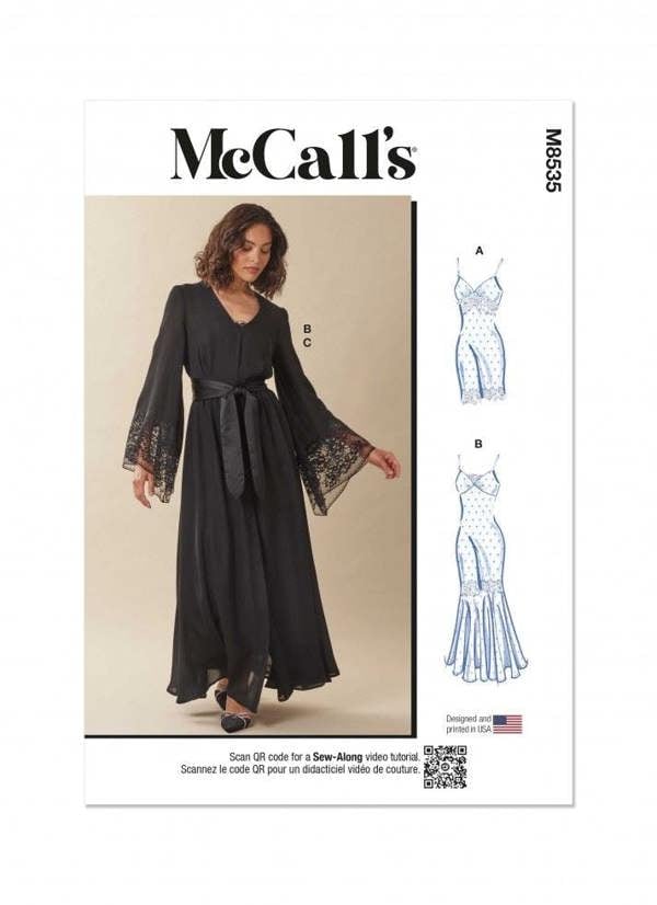 McCalls 8535 Paper Sewing Pattern – Women's Dress, Robe & Pyjamas, Intermediate