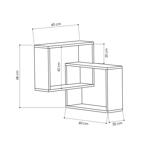 Decortie Ring Corner Wall Mounted Modern Bookcase Display Unit 60cm