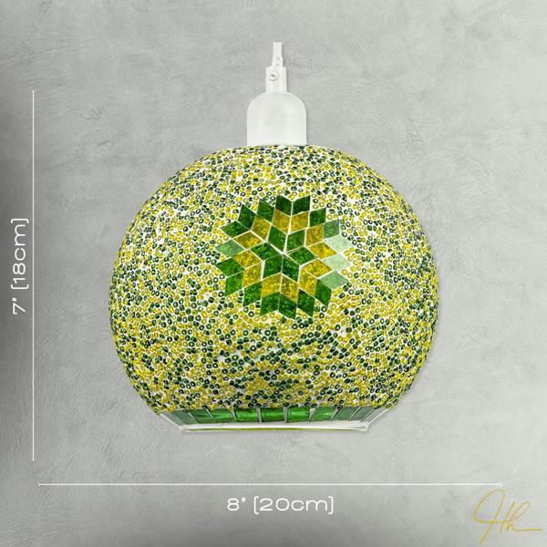 Green and Yellow Mosaic Glass Artisanal Pendant Ceiling Light Shade Image 7