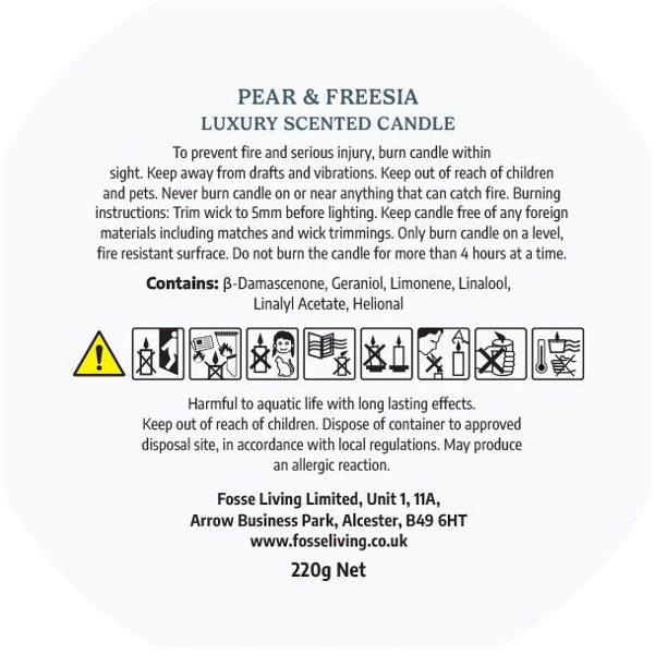 Fosse Living Pear & Freesia Scented Candle