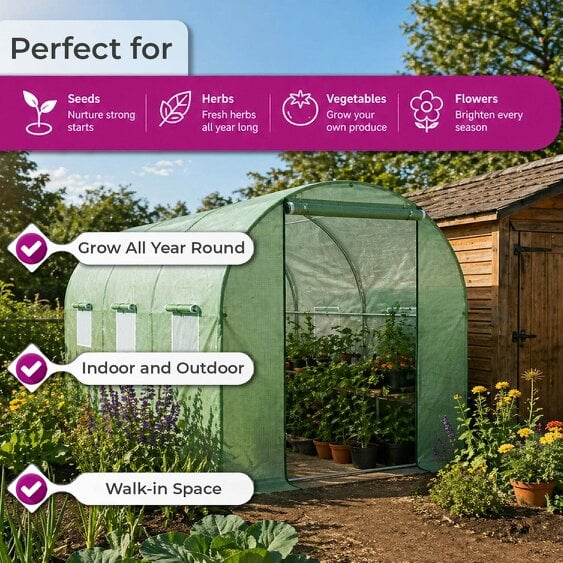 Neo Green Garden Polytunnel Walk-In Greenhouse 3m x 2m x 2m