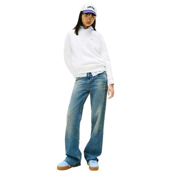 Tommy Jeans Womens/Ladies Embroidered Logo Brushed Fleece Sweatshirt - White - 