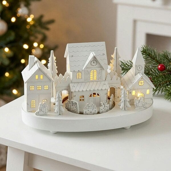 Garden Greatness Decorative Wooden House with Rotating Train