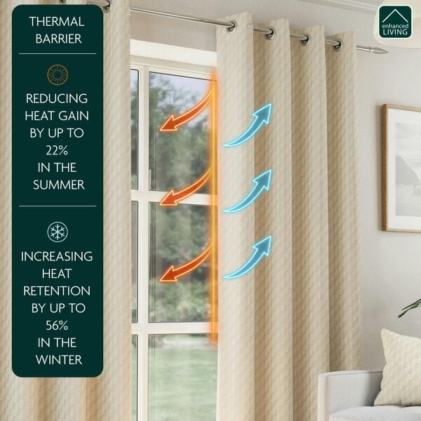 Enhanced Living Cream Geometric Velvet Embossed Thermal Room Darkening Curtains for Bedroom & Living Room