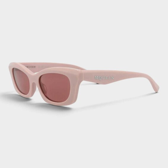 Alexander McQueen Square Frame Acetate Sunglasses Light Pink Silver