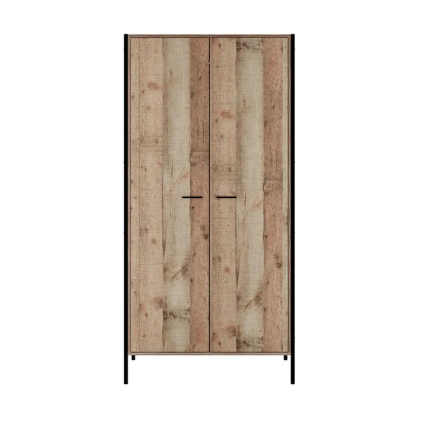 Wyld Haus Lucan Distressed Oak Effect Wooden 2 Door Wardrobe
