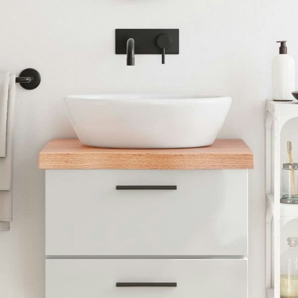 Berkfield Bathroom Countertop Light Brown 60x50x6 cm Treated Solid Wood