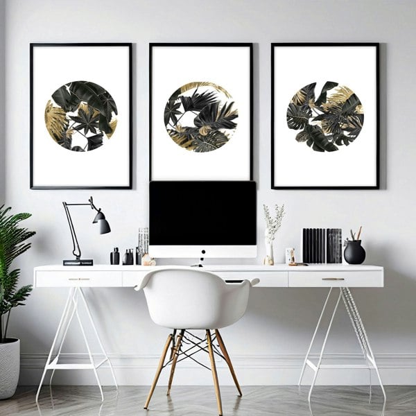 Pictures for office wall | set of 3 Tropical Gold wall art prints