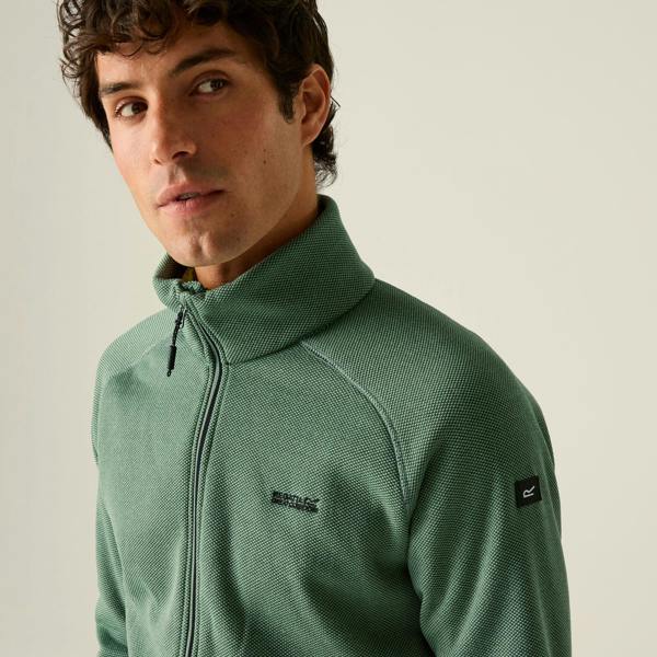 Regatta Mens Rike Full Zip Fleece Jacket - Dark Forest Green/Black - 