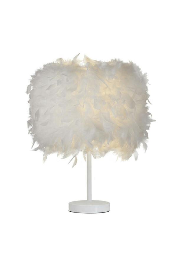 Living and Home Modern Feather Bedside Table Lamp