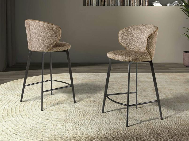 Angel Cerdá Stool upholstered in mottled brown fabric 4241