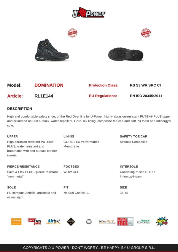 U-Power Domination Gore-Tex Mens Safety Toecap Midsole S3 Lace Up Work Boots