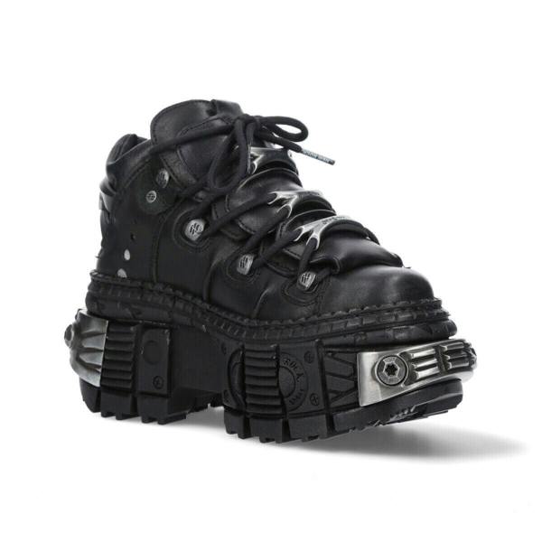 New Rock Leather Platform Ankle Boots-WALL106-S10